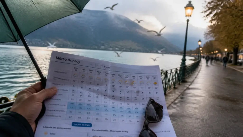 Annecy météo 14 jours : pluie et vent avant de sortir