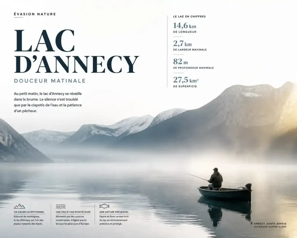 Pêcheur pratiquant la pêche verticale sur le lac d'Annecy