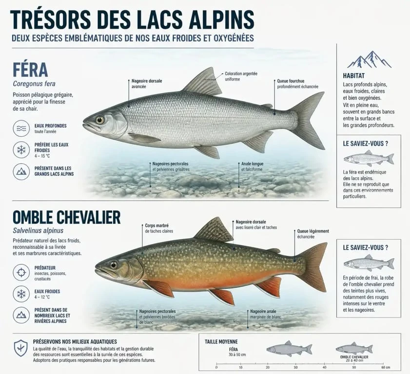Féra et omble chevalier, poissons emblématiques du lac d'Annecy