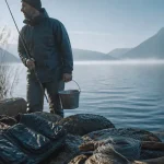 Poisson lac Annecy : pêcheur au bord du lac