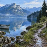 Annecy montagne : randonnée au bord du lac, sentier et Mont Veyrier