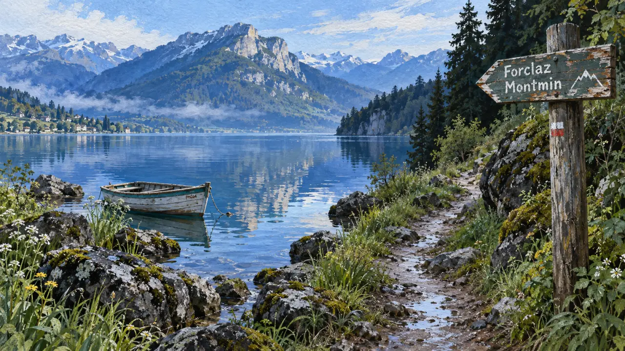 Annecy montagne : randonnée au bord du lac, sentier et Mont Veyrier