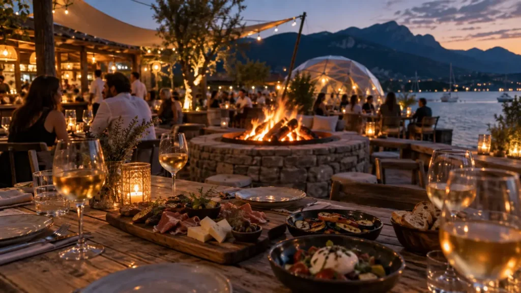 Ébo Annecy restaurant bar près du Port d’Albigny, brasero et terrasse