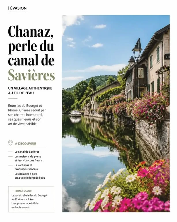 Canal de Savières à Chanaz, un des plus beaux villages de Savoie.