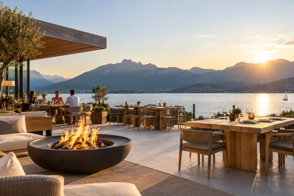 Ébo Annecy restaurant bar avec brasero et terrasse près du lac