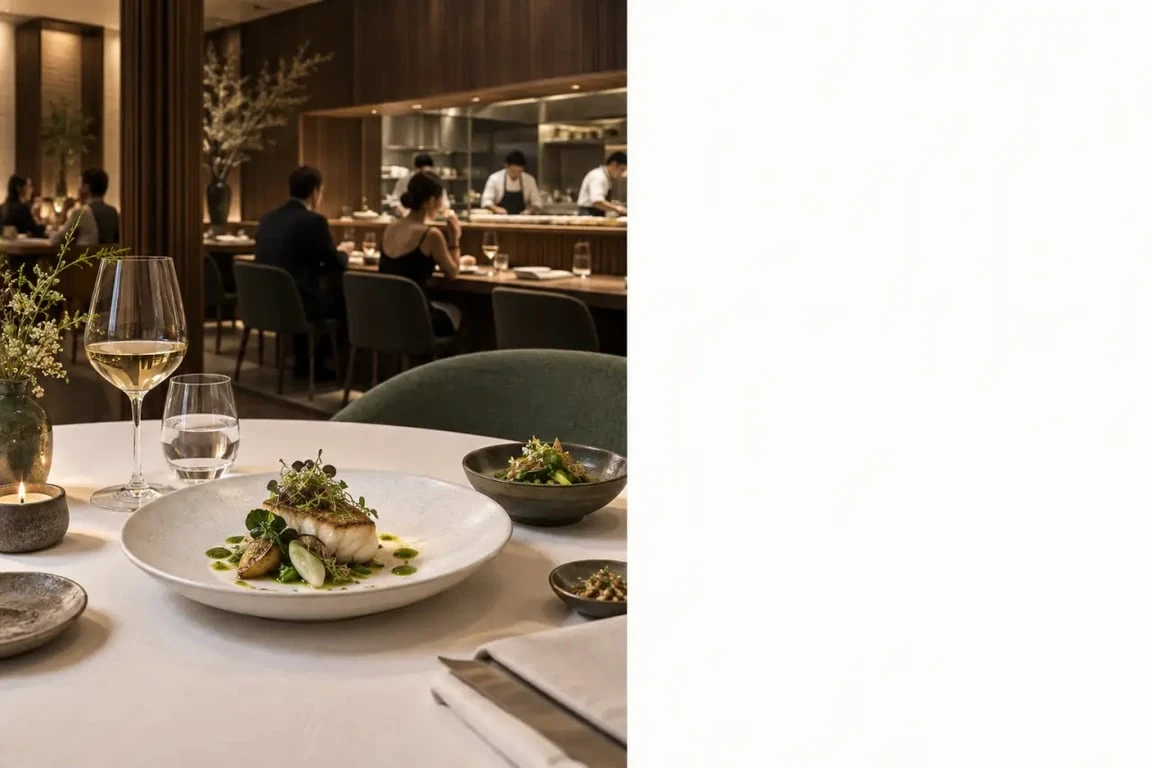 Restaurant Saba Annecy : ambiance élégante du comptoir et assiettes gastronomiques