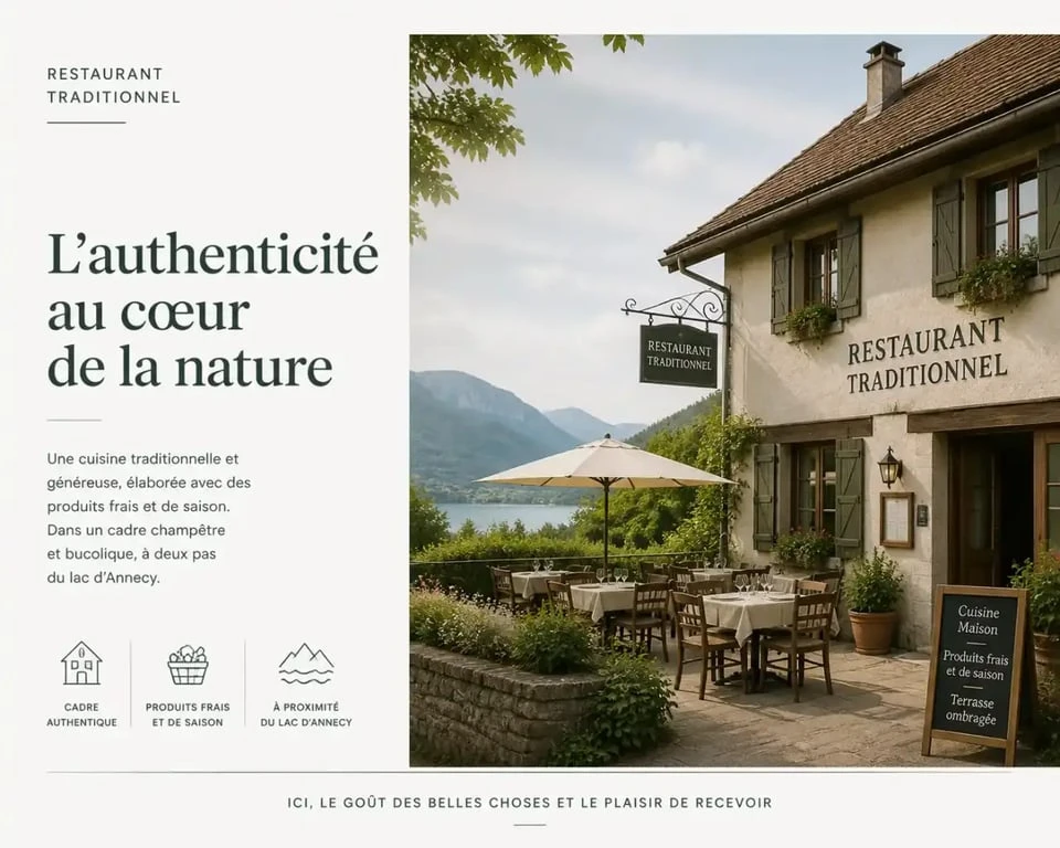 Cadre bucolique et extérieur du restaurant La Mangeoire Annecy