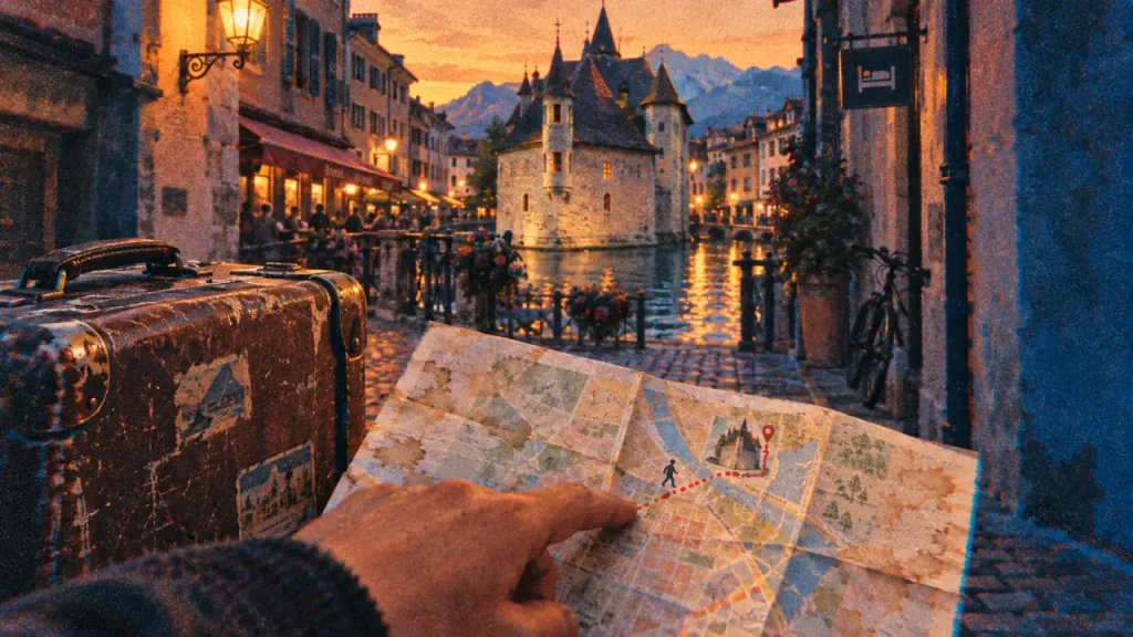 palais de l'isle hotel annecy : carte pour marcher jusqu’au Palais de l’Isle