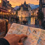 palais de l'isle hotel annecy : carte pour marcher jusqu’au Palais de l’Isle