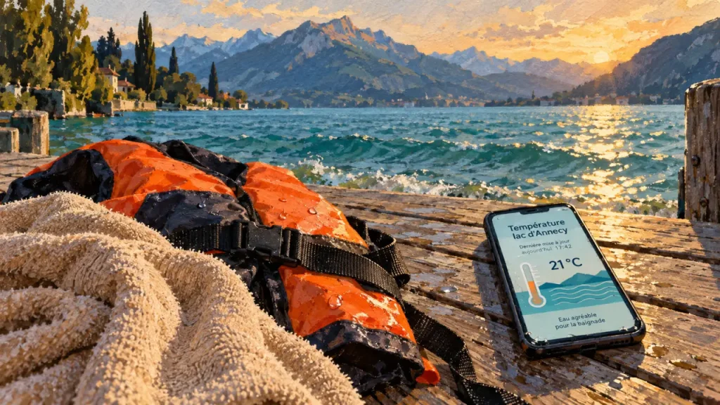Temperature lac annecy : relevé local sur smartphone au quai