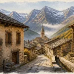 Villages de Savoie : Bonneval-sur-Arc, ruelle vers la Vanoise