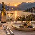 yoann conte restaurant annecy : Table 2 étoiles ou Le Roc, vue lac Annecy.