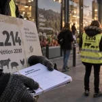 L214 se mobilise devant le Carrefour de l'avenue de Genève