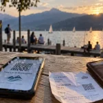 QR code Pass Lac et montagne Annecy, sur quai au bord du lac
